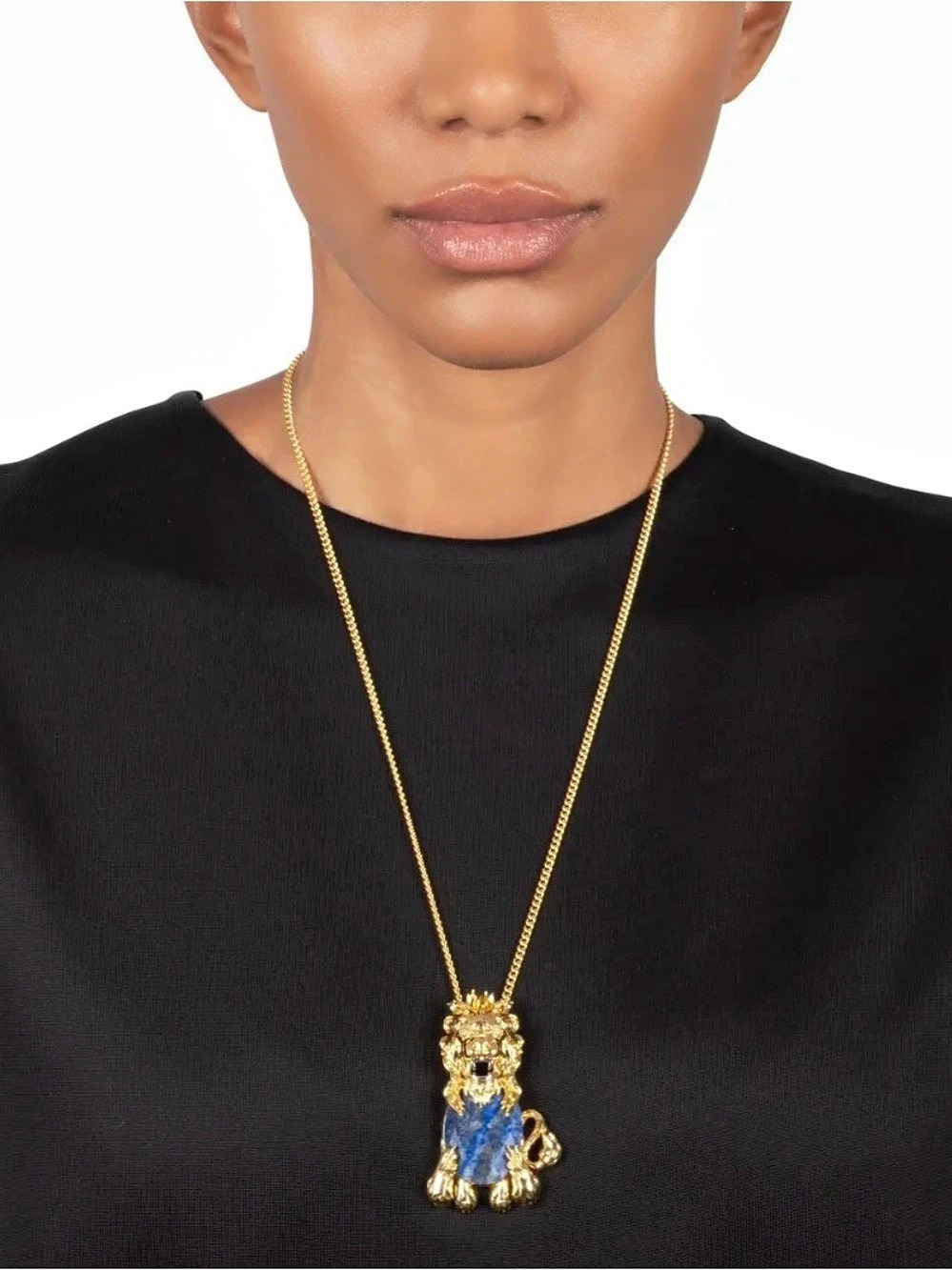 NEW Alexis Bittar Brut Lion Blue Lapis Lazuli Pendant Necklace SB18